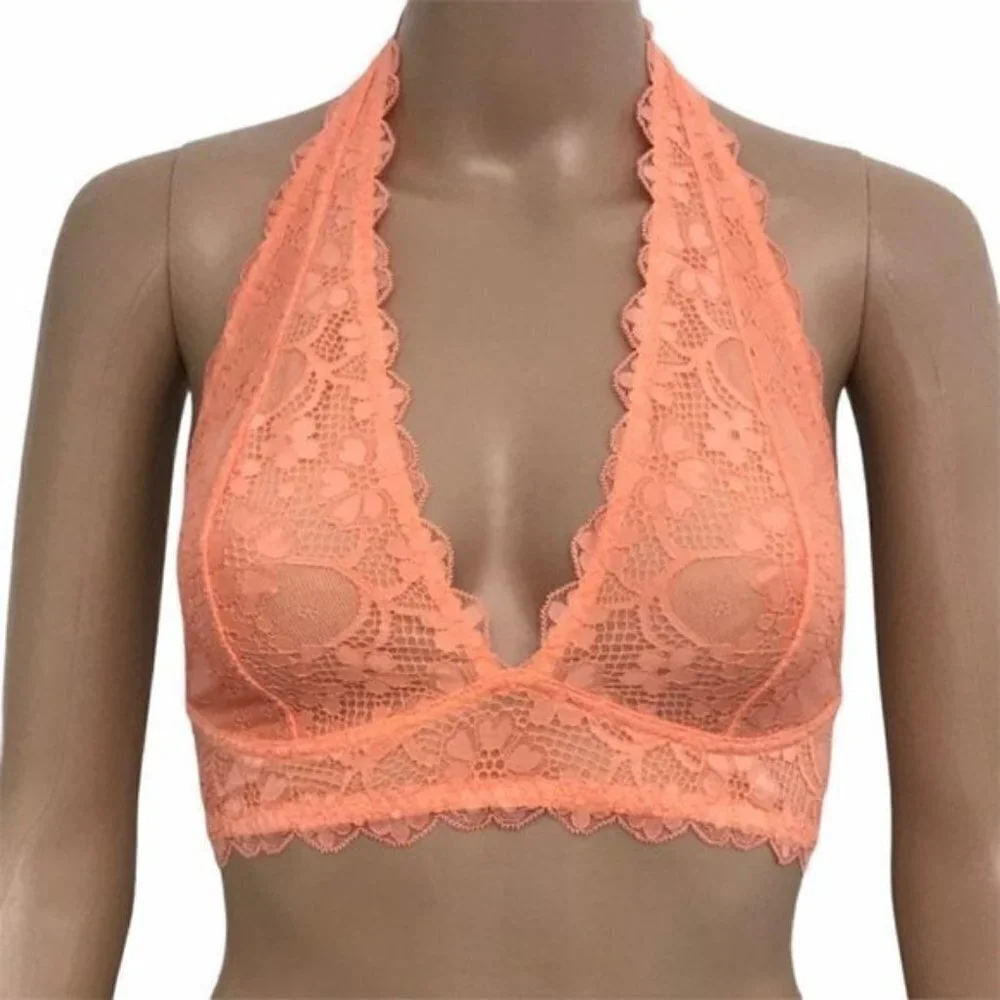 Free People Galloon Lace V-neck Halter Bralette
